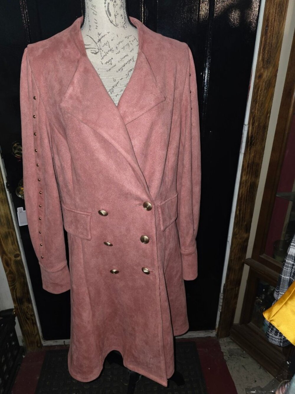 Fashion Nova Womens Double-Breasted Pink Coat With Gold Button Detail 1XL